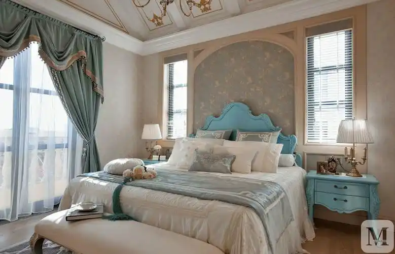 简欧卧室窗帘装修效果图