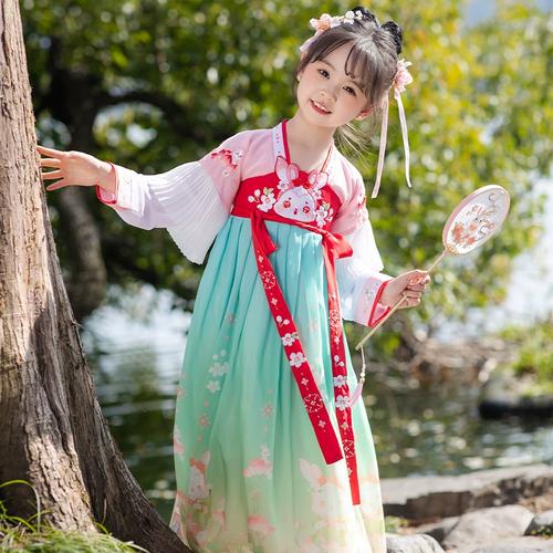 儿童唐装中国风改良古装超仙洋气宝宝襦裙2024新款女童汉服春夏款