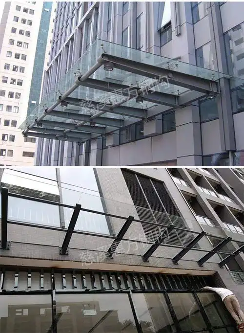 宁波钢结构雨棚玻璃遮阳篷牛腿支架遮阳棚挑梁爪件阳光棚遮雨