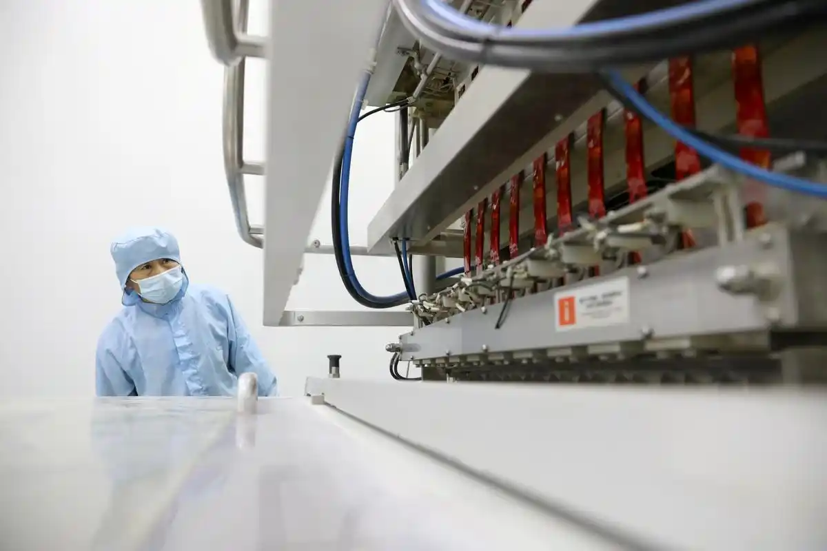 11月13日,河南省焦作市一生物科技公司的职工在铁棍山药粉生产线上