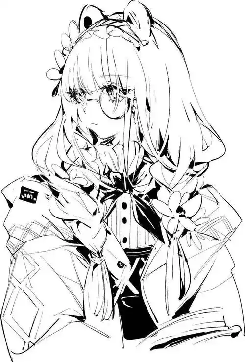 【黑白线稿】动漫女生线稿,临摹素材_女生_动漫_素材