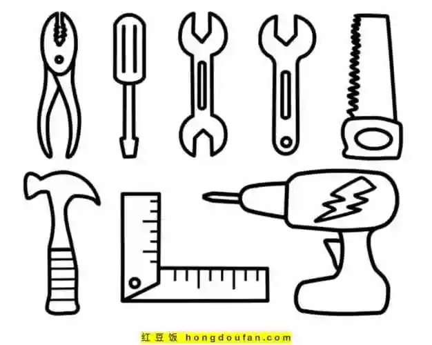 一年级简笔画,二年级简笔画,剪刀,劳动,工人,工具,工具简笔画,工具箱