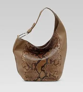 美国代购直邮 gucci古琦 女士蟒蛇纹皮单肩手提包 棕