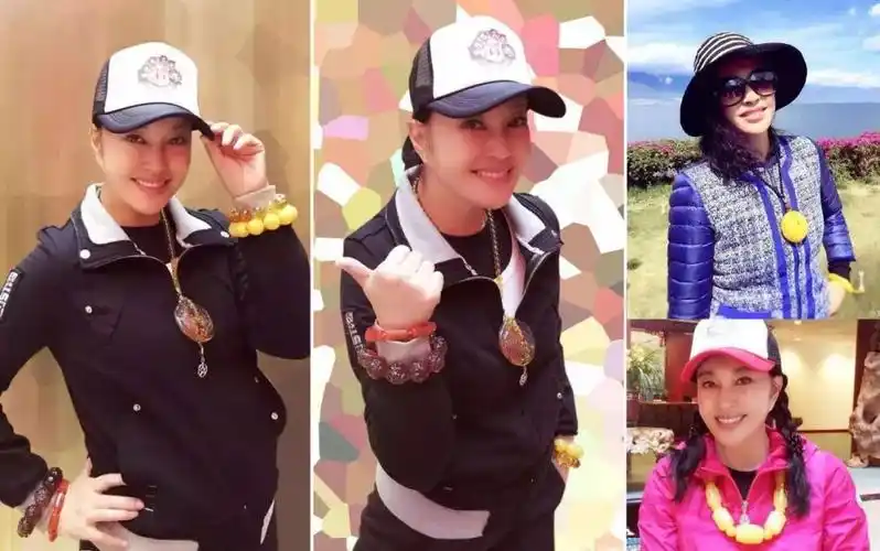 学刘晓庆戴蜜蜡,年轻30岁!