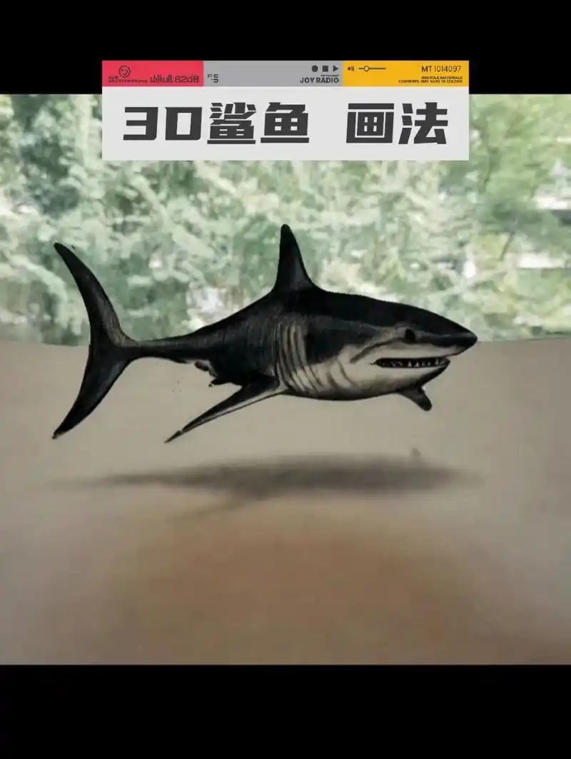 3d立体画 大白鲨 一支铅笔就能画.