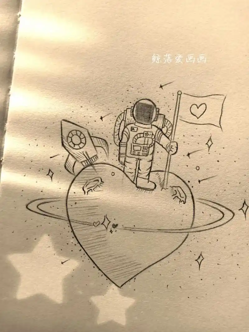 画画 #绘画教程#月球 #航天员  - 抖音