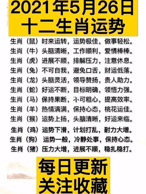 2021年5月26日十二生肖运势十二生肖运势测试情感