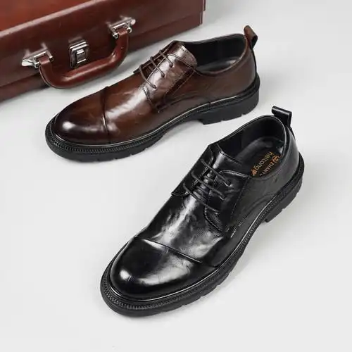 老马手工2022新款英伦风牛皮皮鞋透气男士真皮鞋商务休闲百搭男鞋