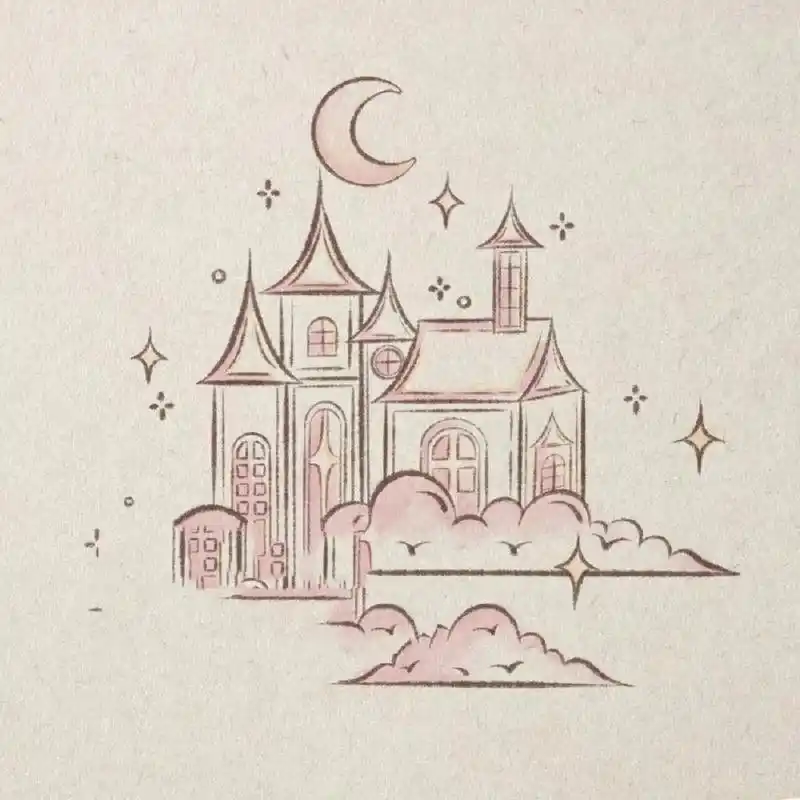 手绘简笔画 | 天空漂浮的城堡 我的孤独就像天空漂浮的城堡 仿佛是一