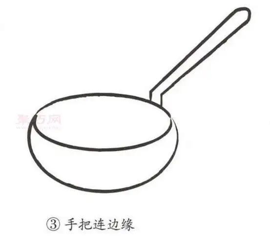 平底锅如何画简单又漂亮 来看平底锅简笔画画法_简笔画_ps家园网