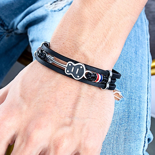 个性复古黑色多层兄弟手镯男霸霸气音乐人歌手手镯