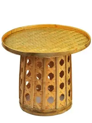 傣族竹编桌子云南手工艺品少数民族饭桌方圆桌手抓饭竹篾品茶摄影