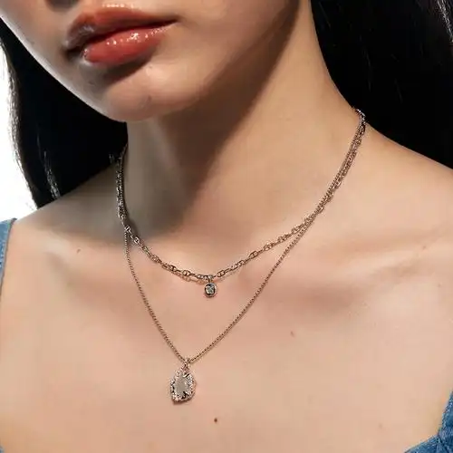 googmo微光系列双层项链叠戴轻奢小众设计猫眼石锁骨链通勤配饰女