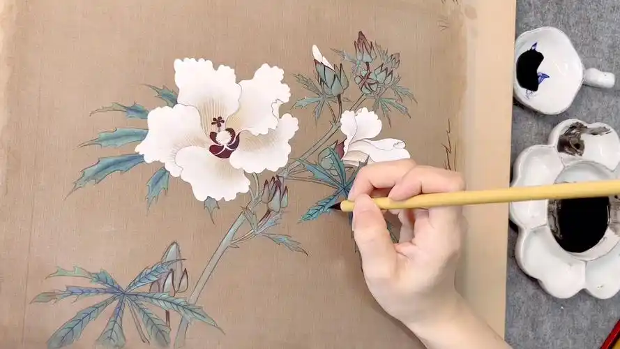 一起学习工笔花鸟画吧～秋葵图 南宋