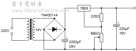 7805制作的5v-12v连续可调稳压电源