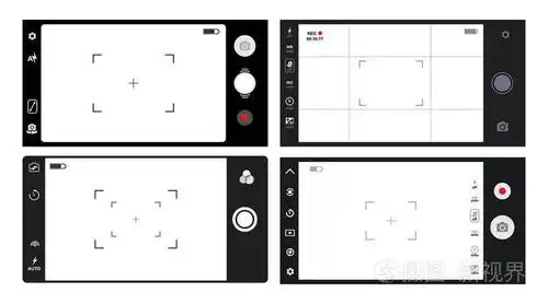 一套智能手机相机取景器.模板聚焦屏幕的摄像头.