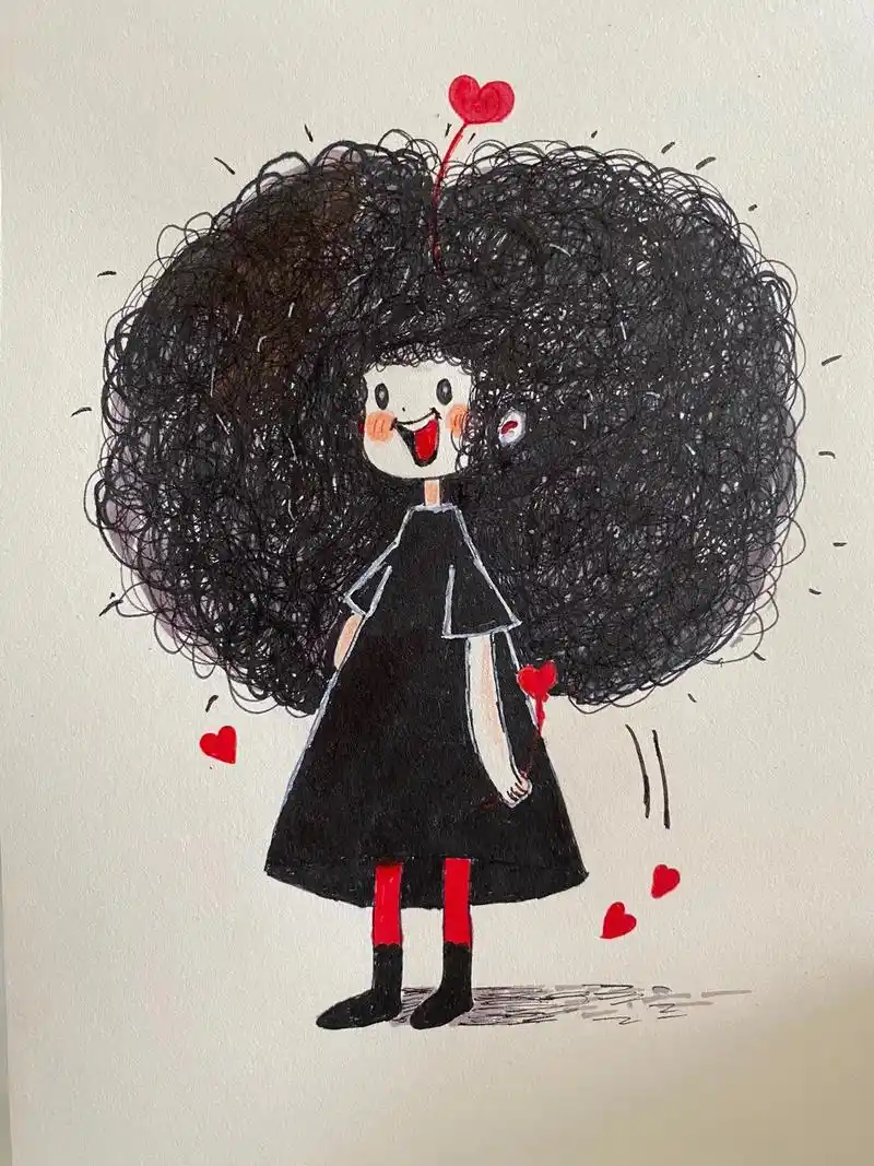 画这个简笔画涂头发的时候太解压了.