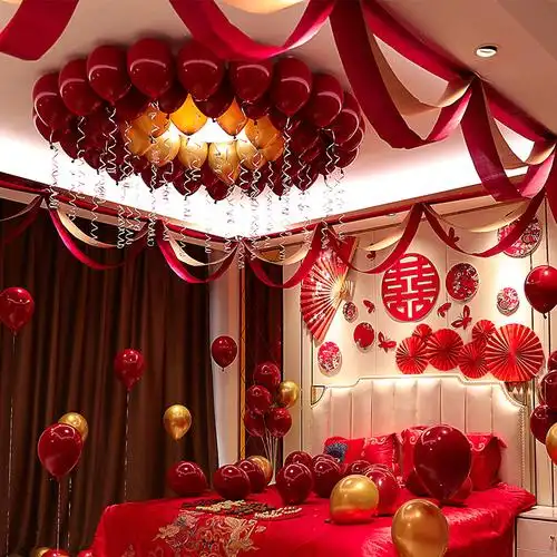 结婚客厅套装婚房装饰新房布置用品喜字拉花拉花