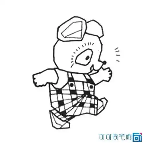 穿背带裤的动物简笔画