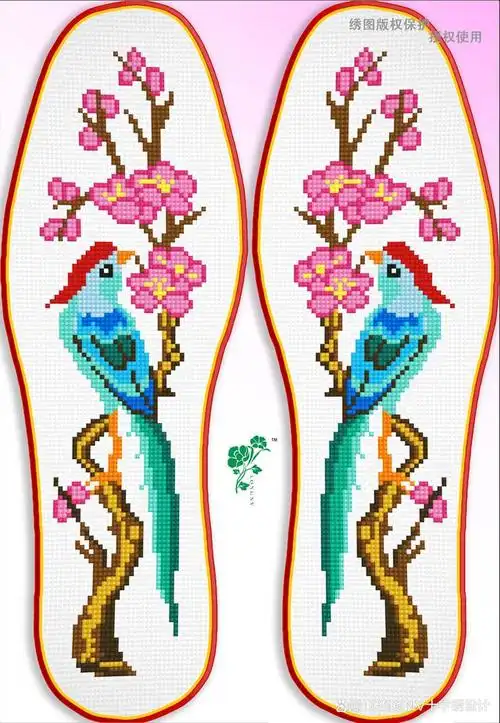 红梅,飞燕,小鹿,梅花和小鸟鞋垫图样欣赏