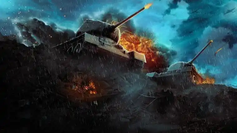 战火硝烟中的两辆坦克