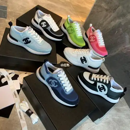 chanel水洗牛仔布拼网面透气休闲鞋