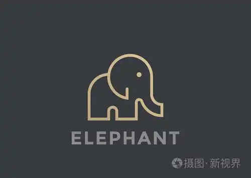 大象标志向量设计模板几何线形样式.野生动物园标识图标概念