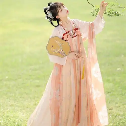 原创春瑶汉服唐风齐胸襦裙女夏季仙气大摆唐制刺绣上杉对襟套装