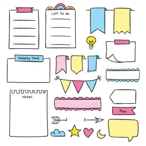 手绘风格的便签和标签矢量素材aiepspng