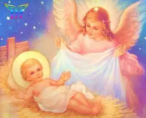 diy钻石画十字绣钻石绣基督耶稣宝宝守护天使圆钻方钻满钻贴钻画