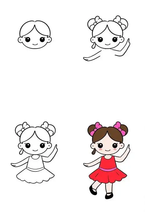 🩰跳舞的小女孩简笔画🎶