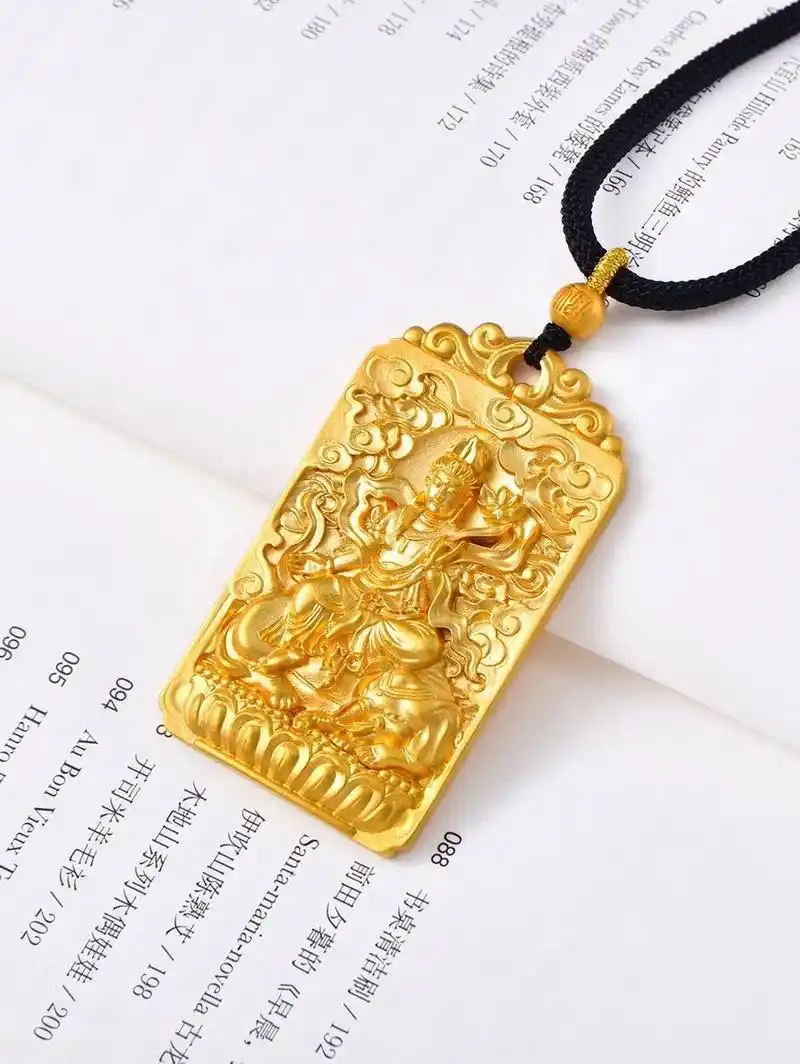 实心普贤菩萨吊坠,108克24k黄金