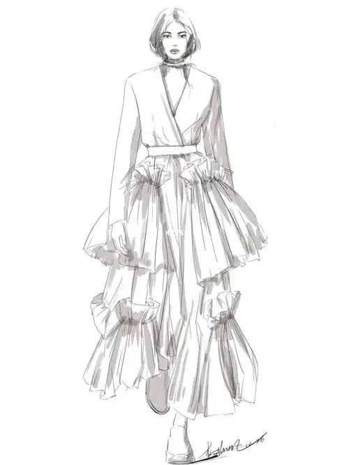 服装手稿秀场服装线稿效果图10018