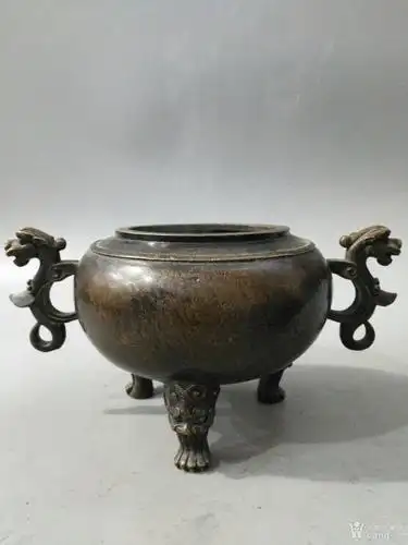 lao黄铜水云居款【狮事如意】熏香炉