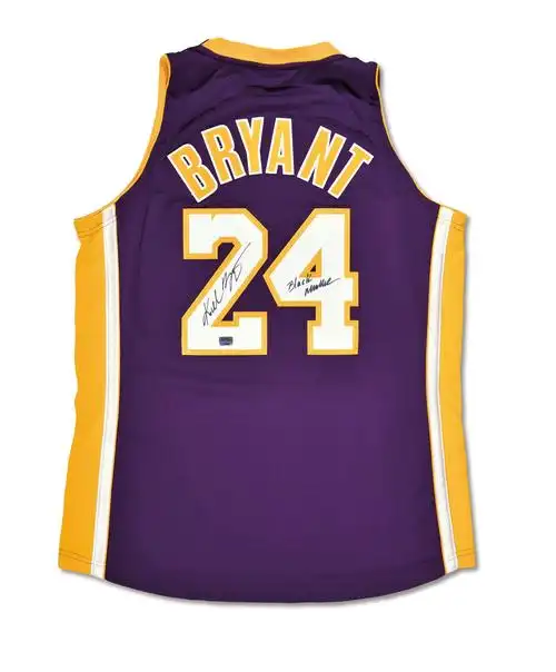 5276黑曼巴科比布莱恩特亲笔签名洛杉矶湖人队客场紫色24号球衣