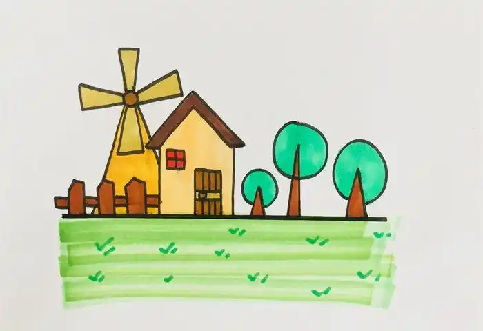 农场怎么画_风景简笔画_简笔画大全