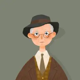 戴礼帽的老头单人头像插画