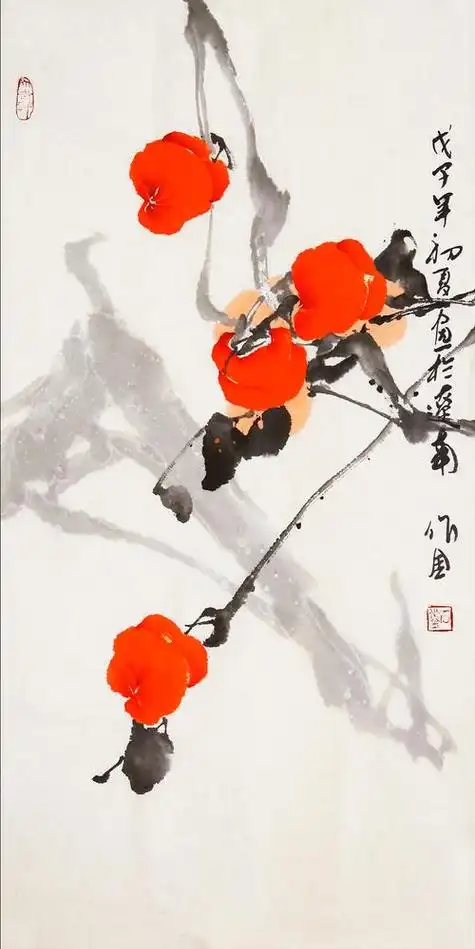 事事如意 国画字画 艺术微喷刘建岭日记被誉为京城柿子王的国画大师