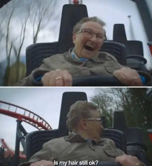 时事热点:美国78岁女汉子奶奶坐过山车网络走红