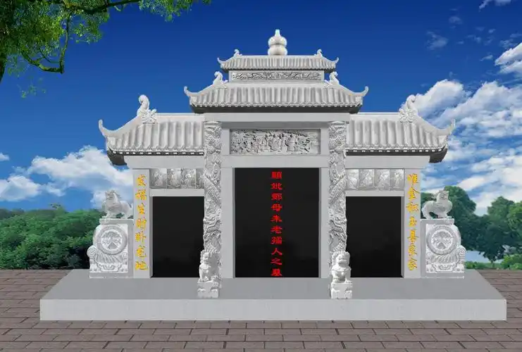 墓碑 定做大理石花岗岩石碑农村土葬双人豪华中式坟墓石雕定制坟已售