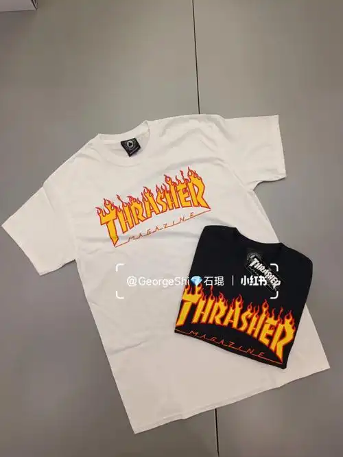 thrasher正品火焰短袖瑕疵黑白配m码rmb149
