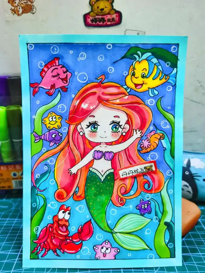 迪士尼动画(美人鱼)#上热门话题979797 #画画  #手 - 抖音
