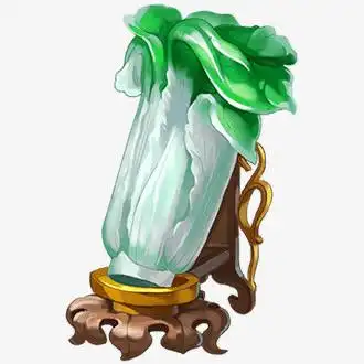 手绘质感白菜效果玉器