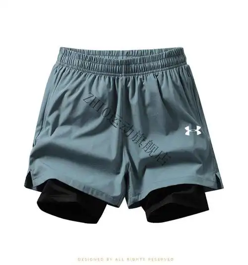 ua健身短裤科技穿孔有内衬速干跑步运动短裤男士训练健身马拉松三分裤