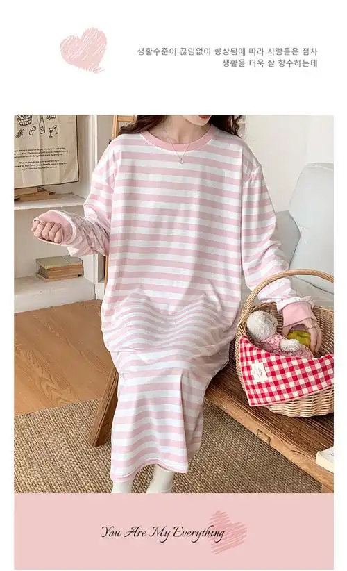 2024年仿棉拉架睡衣女夏季长袖睡裙网红爆款甜美可爱