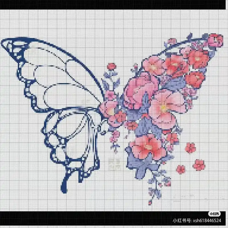 蝴蝶 - 指尖缘(天使丝蒂奇十字绣) - 抖音