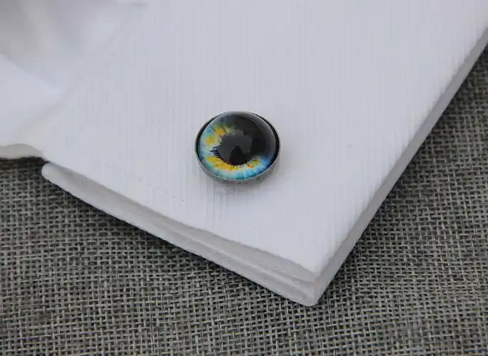 原创设计 做旧古银色袖扣 动物瞳孔猫眼图案袖扣