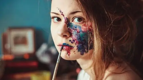 壁纸 女孩,脸,绘画