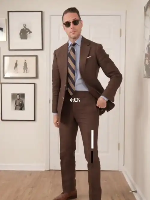 男士夏季西装穿搭两种搭配亚麻西装套装