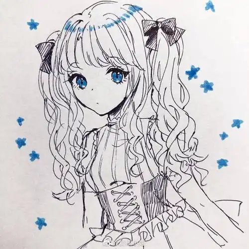 动漫少女涂鸦小画